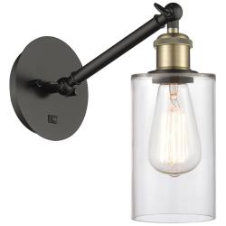 Ballston Clymer 5" Incandescent Sconce - Black Brass Finish - Clear Sh