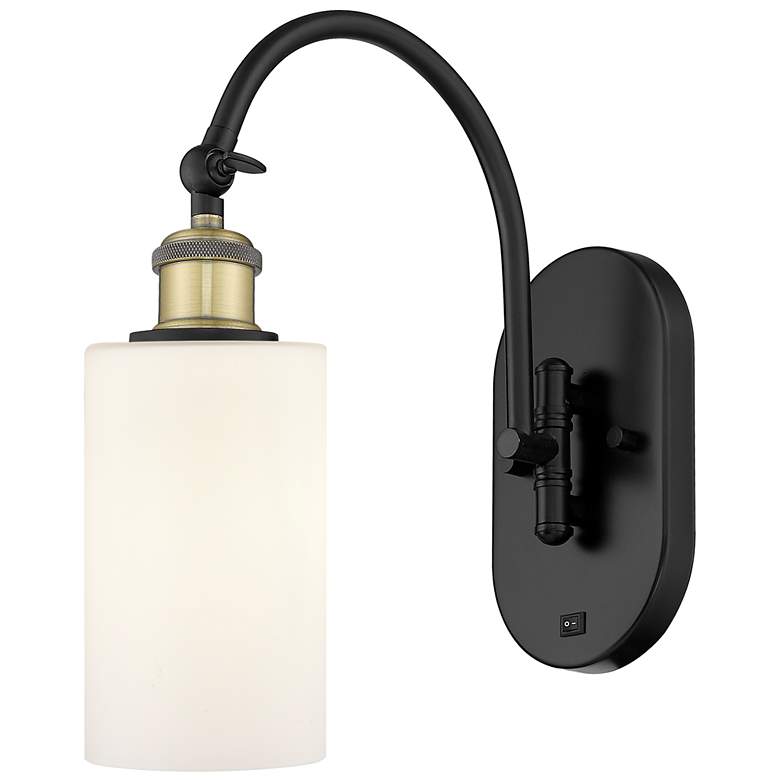 Image 1 Ballston Clymer 5" Incandescent Sconce - Black Brass Finish - White Sh