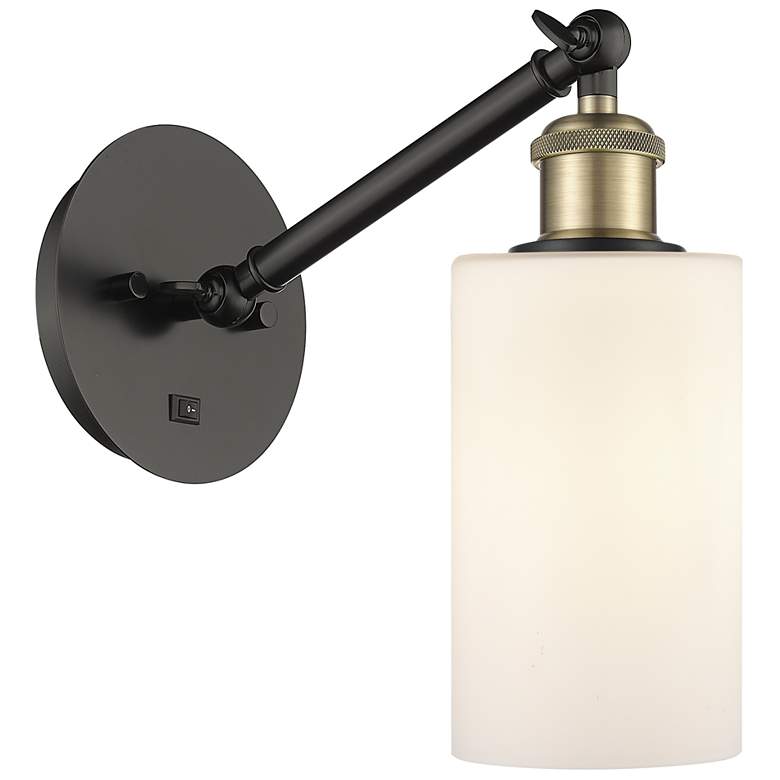 Image 1 Ballston Clymer 5" Incandescent Sconce - Black Brass Finish - White Sh