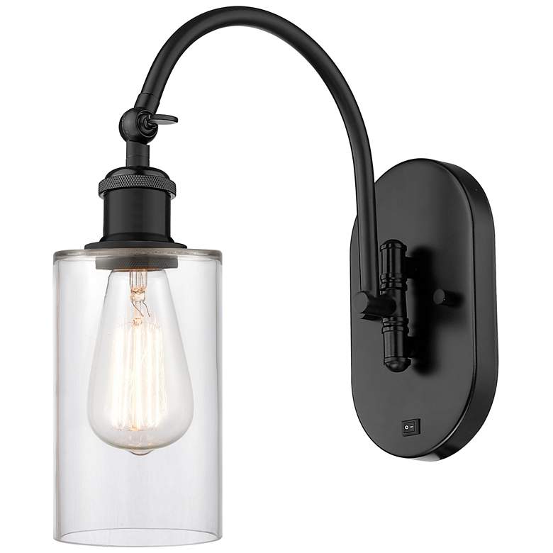 Image 1 Ballston Clymer 5" Incandescent Sconce - Matte Black Finish - Clear Sh