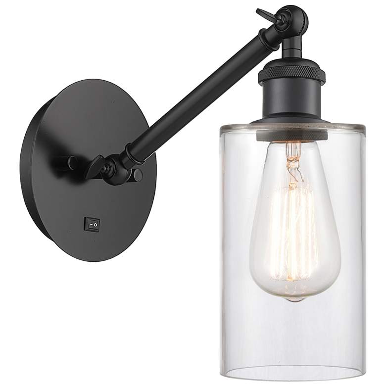 Image 1 Ballston Clymer 5" Incandescent Sconce - Matte Black Finish - Clear Sh