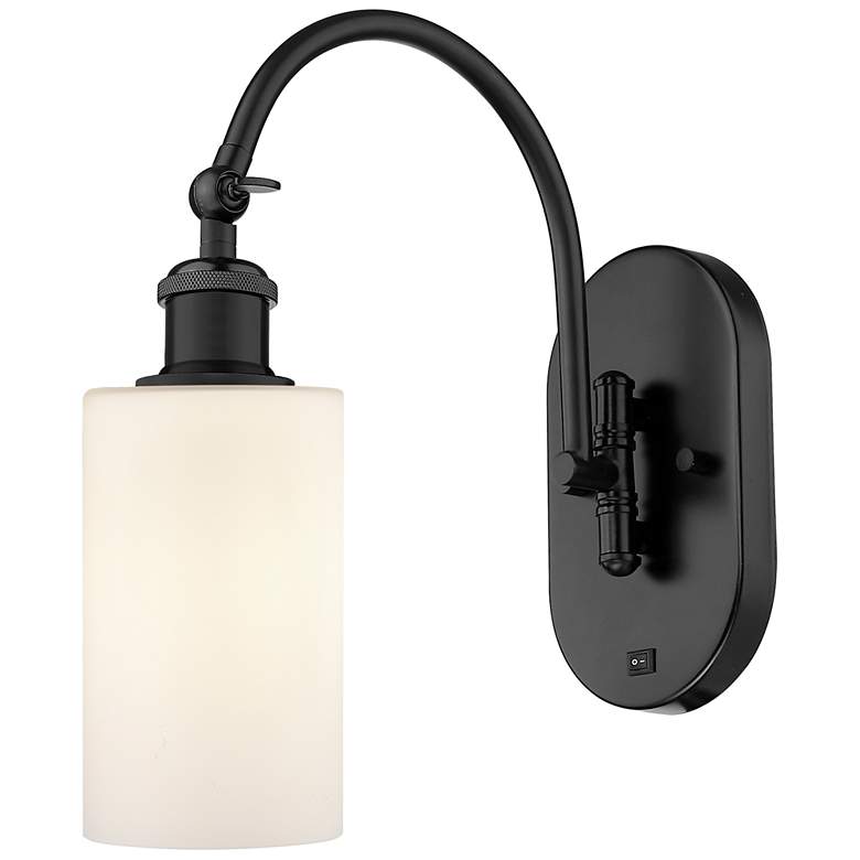 Image 1 Ballston Clymer 5" Incandescent Sconce - Matte Black Finish - White Sh