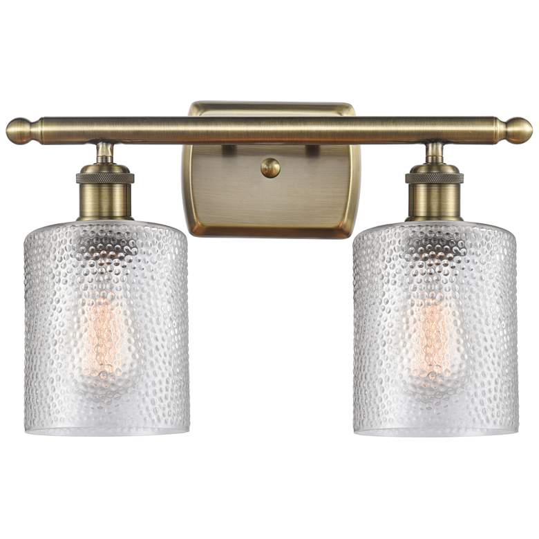 Image 1 Ballston Cobbleskill 16" 2-Light Antique Brass Bath Light w/ Clear Sha