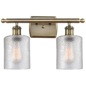 Ballston Cobbleskill 16" 2-Light Antique Brass Bath Light w/ Clear Sha Ballston Cobbleskill 16" 2-Light Antique Brass Bath Light w/ Clear Sha