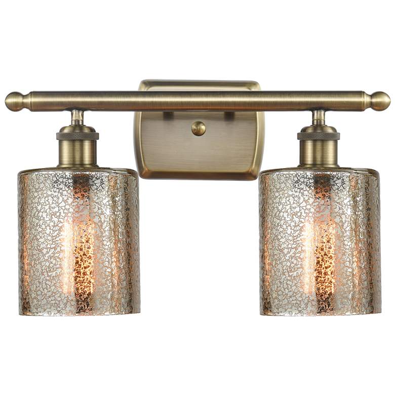 Image 1 Ballston Cobbleskill 16" 2-Light Antique Brass Bath Light w/ Mercury S