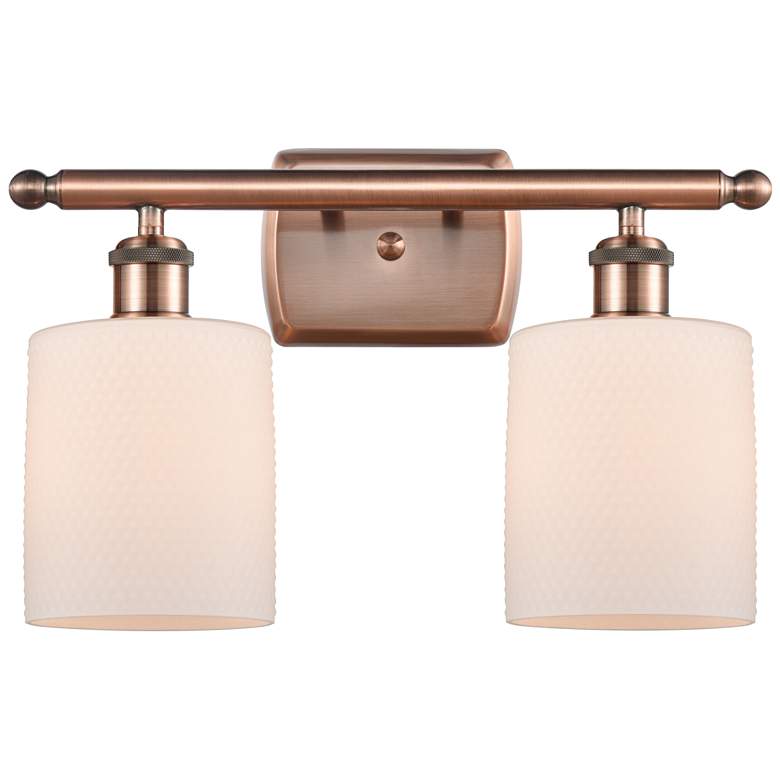 Image 1 Ballston Cobbleskill 16" 2-Light Antique Copper Bath Light w/ White Sh