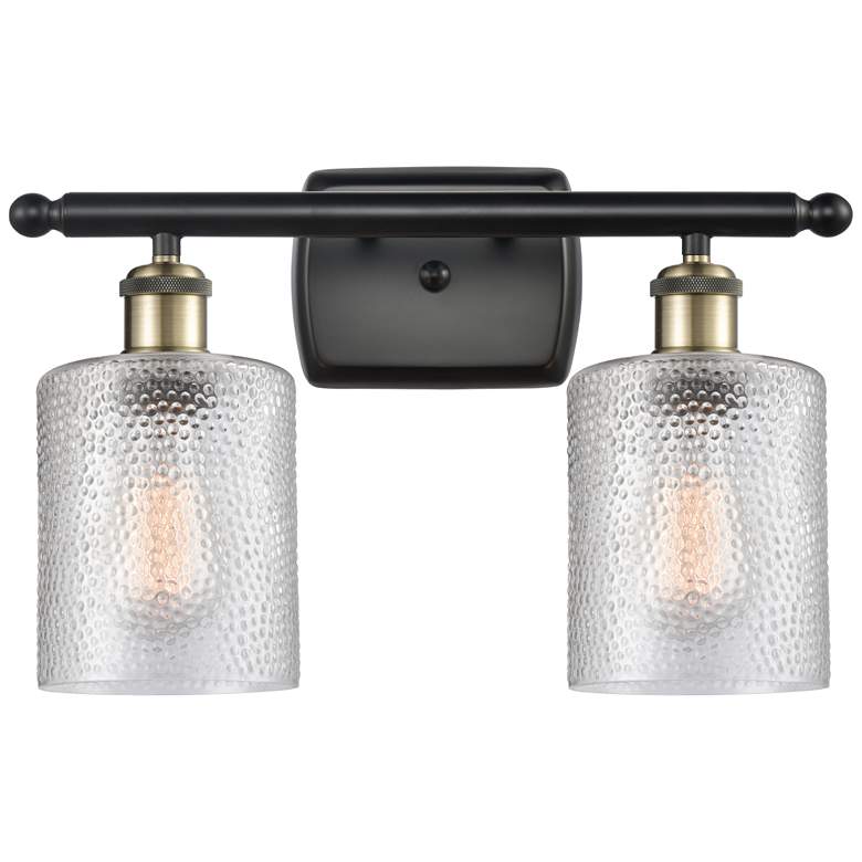Image 1 Ballston Cobbleskill 16" 2-Light Black Brass Bath Light w/ Clear Shade