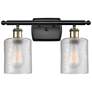 Ballston Cobbleskill 16" 2-Light Black Brass Bath Light w/ Clear Shade