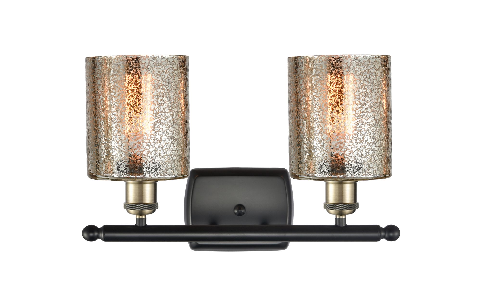 Image 2 Ballston Cobbleskill 16" 2-Light Black Brass Bath Light w/ Mercury Sha more views
