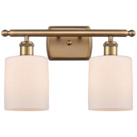 Ballston Cobbleskill 16" 2-Light Brushed Brass Bath Light w/ White Sha Ballston Cobbleskill 16" 2-Light Brushed Brass Bath Light w/ White Sha