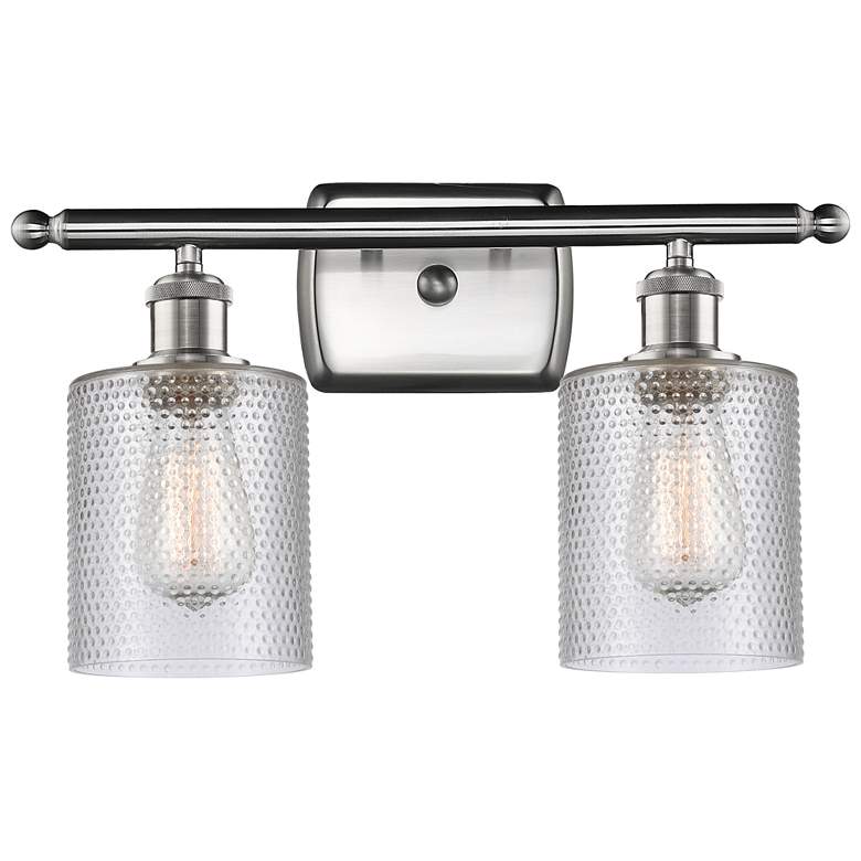 Image 1 Ballston Cobbleskill 16" 2-Light Brushed Nickel Bath Light w/ Clear Sh