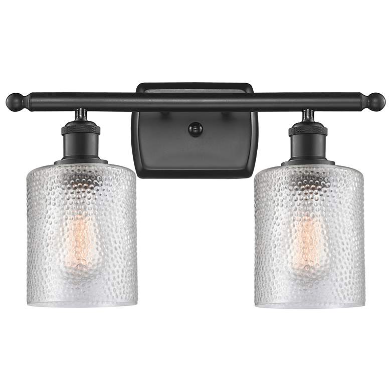 Image 1 Ballston Cobbleskill 16" 2-Light Matte Black Bath Light w/ Clear Shade