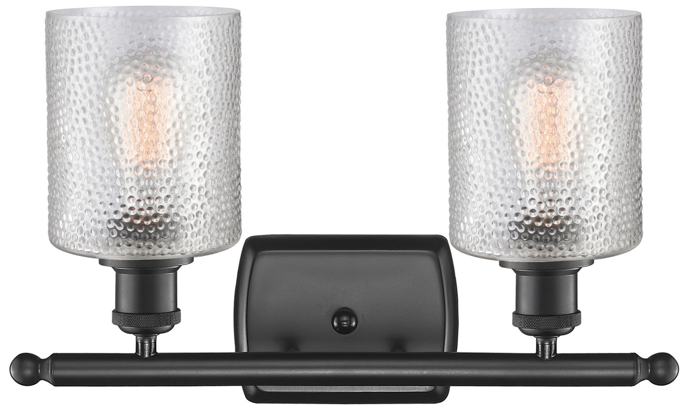 Image 2 Ballston Cobbleskill 16" 2-Light Matte Black Bath Light w/ Clear Shade more views