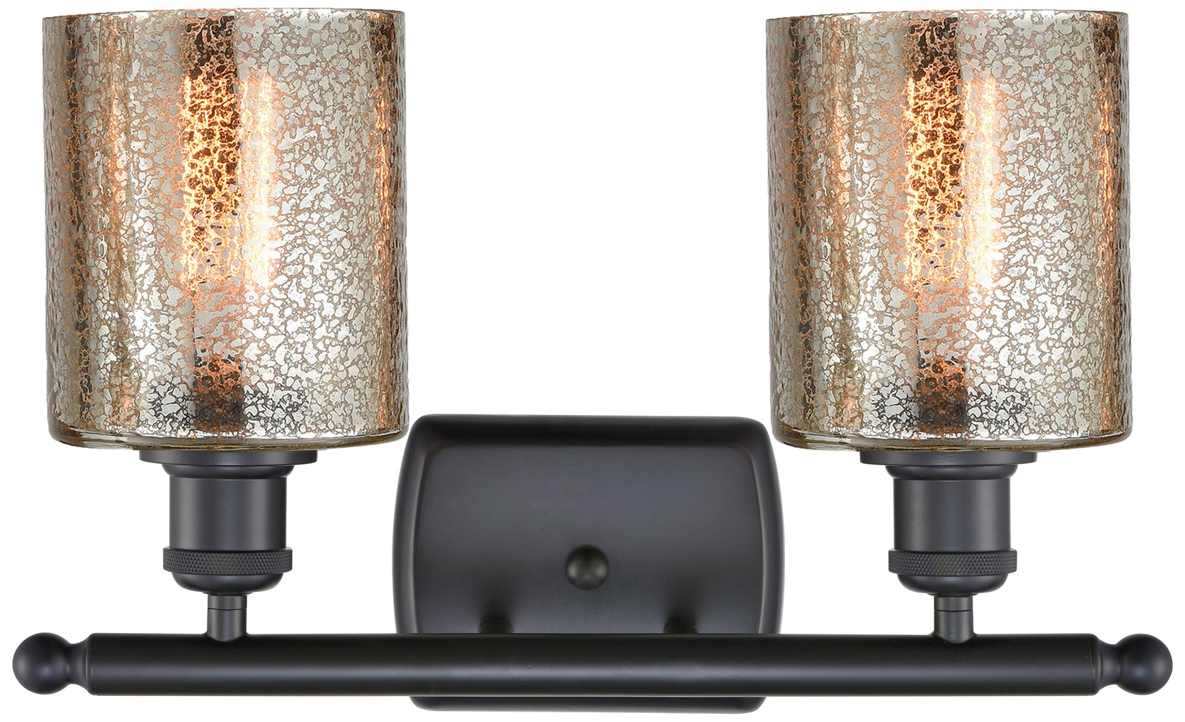Image 2 Ballston Cobbleskill 16" 2-Light Matte Black Bath Light w/ Mercury Sha more views