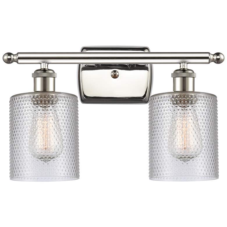 Image 1 Ballston Cobbleskill 16" 2-Light Polished Nickel Bath Light w/ Clear S