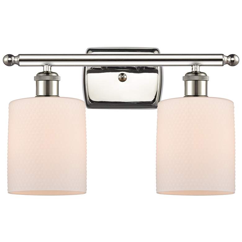 Image 1 Ballston Cobbleskill 16" 2-Light Polished Nickel Bath Light w/ White S