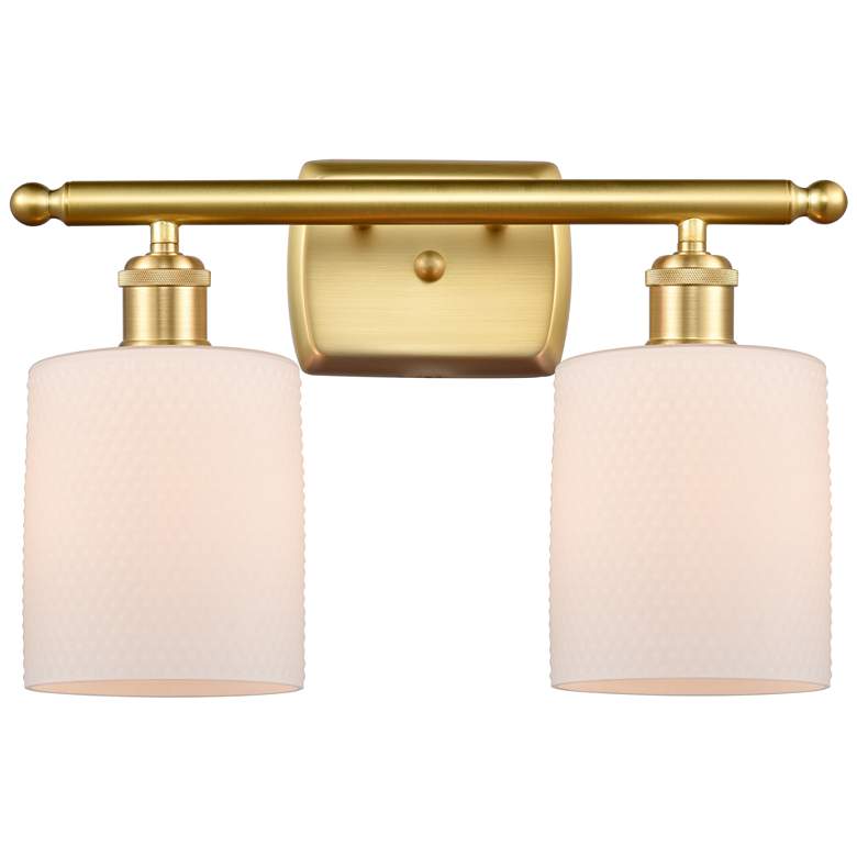 Image 1 Ballston Cobbleskill 16" 2-Light Satin Gold Bath Light w/ Matte White
