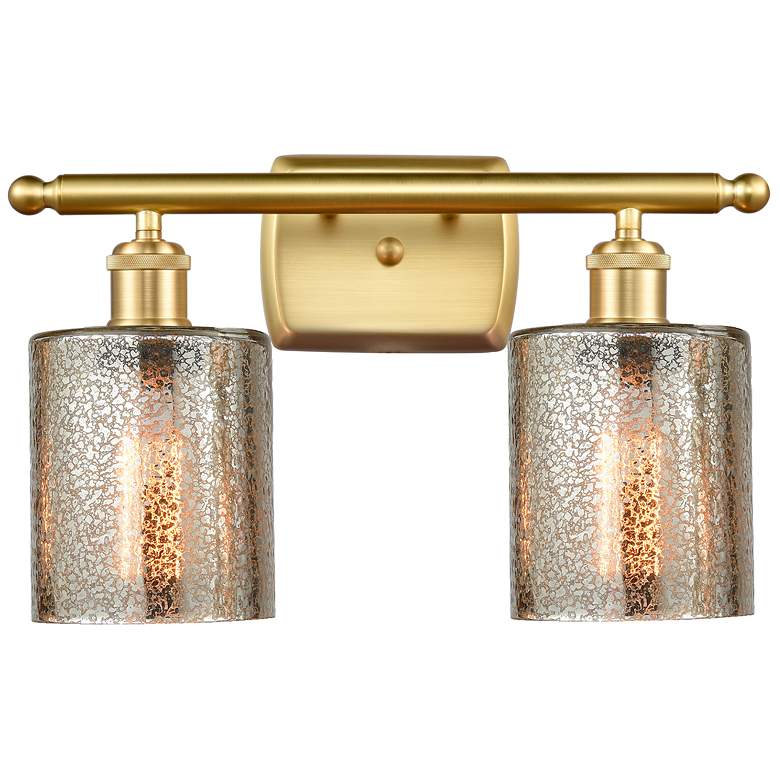Image 1 Ballston Cobbleskill 16" 2-Light Satin Gold Bath Light w/ Mercury Shad