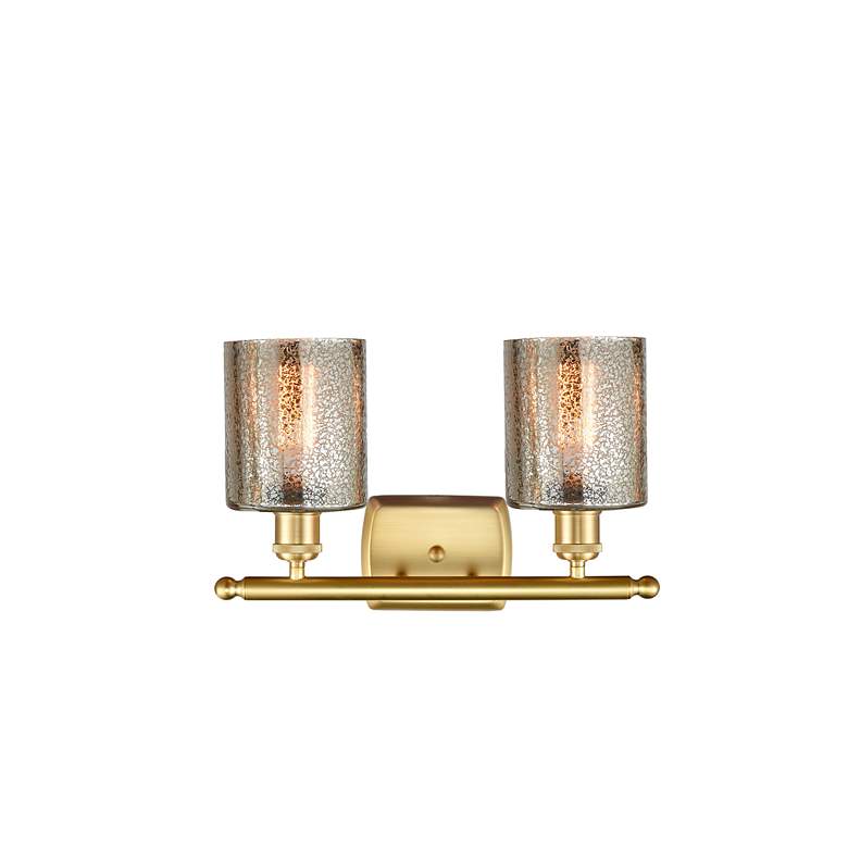 Image 2 Ballston Cobbleskill 16" 2-Light Satin Gold Bath Light w/ Mercury Shad more views