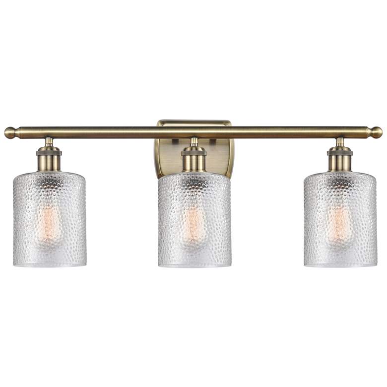 Image 1 Ballston Cobbleskill 26" 3-Light Antique Brass Bath Light w/ Clear Sha