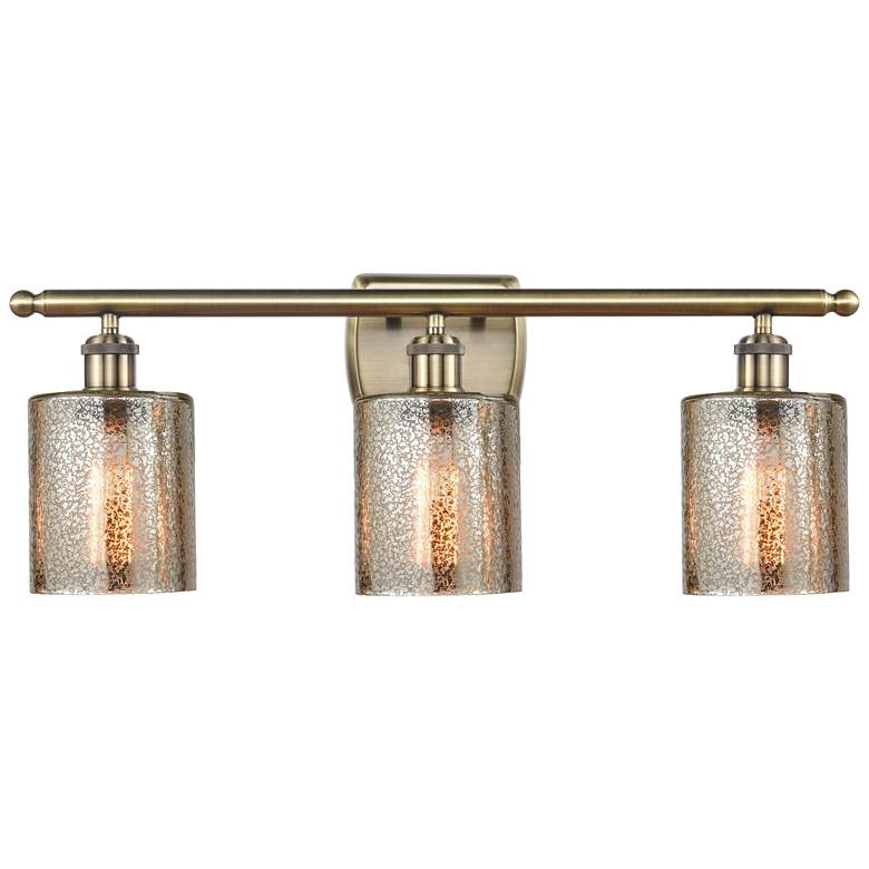 Image 1 Ballston Cobbleskill 26" 3-Light Antique Brass Bath Light w/ Mercury S