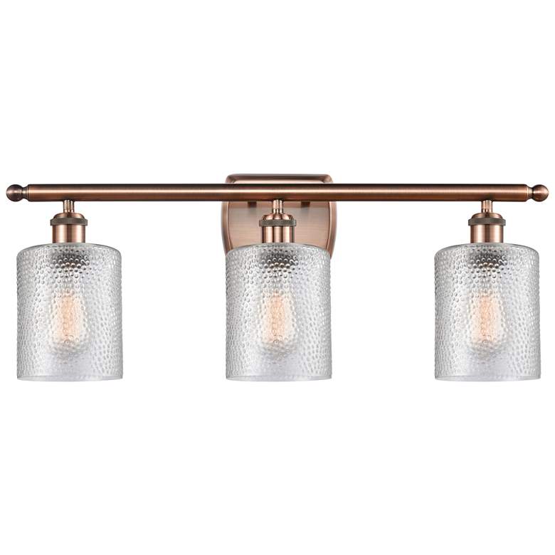 Image 1 Ballston Cobbleskill 26" 3-Light Antique Copper Bath Light w/ Clear Sh