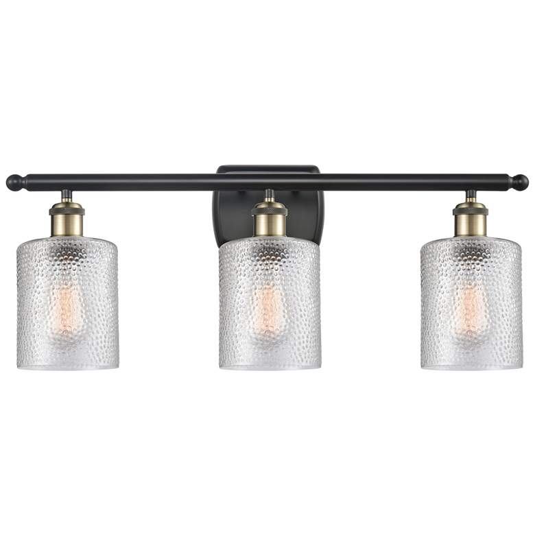 Image 1 Ballston Cobbleskill 26" 3-Light Black Brass Bath Light w/ Clear Shade