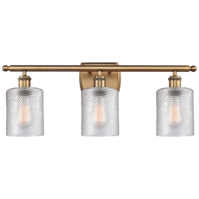 Image 1 Ballston Cobbleskill 26" 3-Light Brushed Brass Bath Light w/ Clear Sha