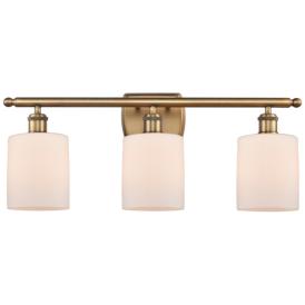 Ballston Cobbleskill 26" 3-Light Brushed Brass Bath Light w/ White Sha Ballston Cobbleskill 26" 3-Light Brushed Brass Bath Light w/ White Sha