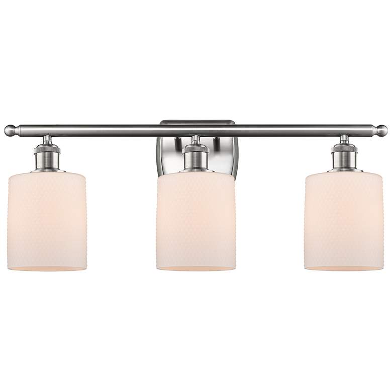 Image 1 Ballston Cobbleskill 26" 3-Light Brushed Nickel Bath Light w/ White Sh