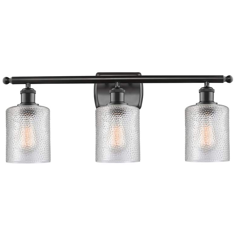 Image 1 Ballston Cobbleskill 26" 3-Light Matte Black Bath Light w/ Clear Shade