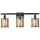 Ballston Cobbleskill 26" 3-Light Matte Black Bath Light w/ Mercury Sha
