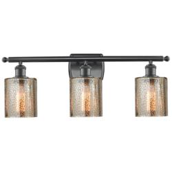 Ballston Cobbleskill 26" 3-Light Matte Black Bath Light w/ Mercury Sha