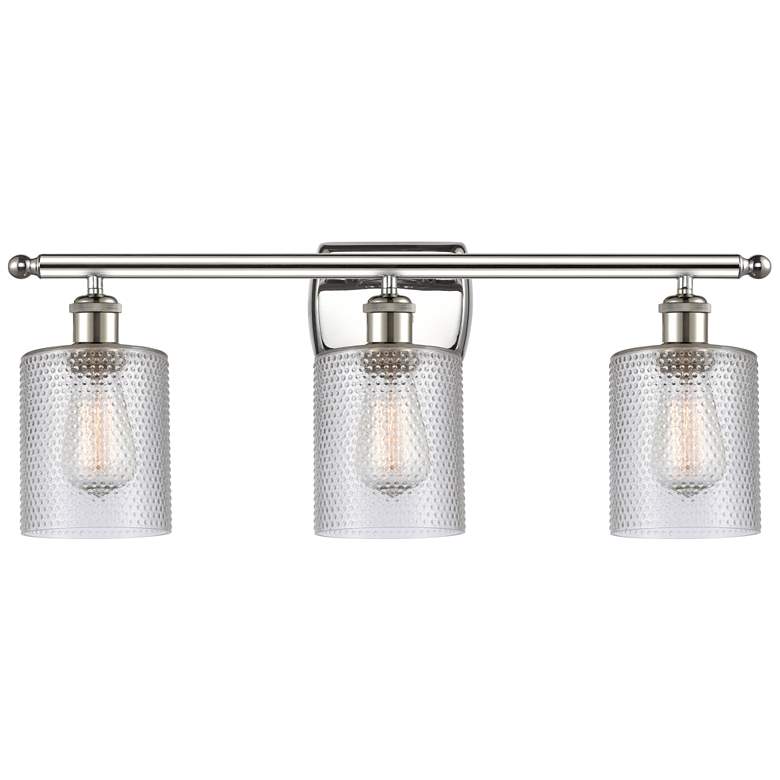 Image 1 Ballston Cobbleskill 26" 3-Light Polished Nickel Bath Light w/ Clear S