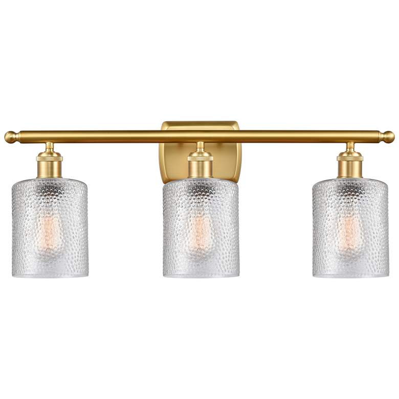 Image 1 Ballston Cobbleskill 26" 3-Light Satin Gold Bath Light w/ Clear Shade