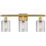 Ballston Cobbleskill 26" 3-Light Satin Gold Bath Light w/ Clear Shade