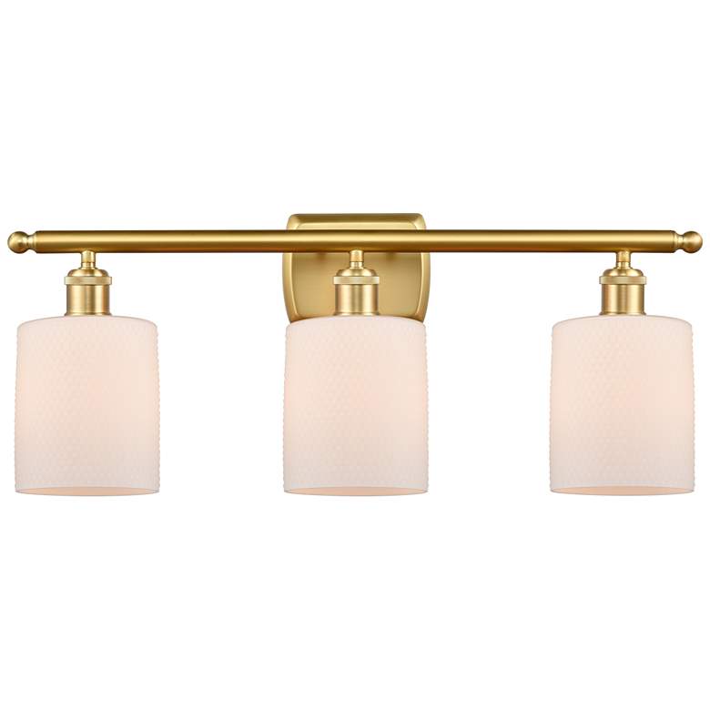 Image 1 Ballston Cobbleskill 26" 3-Light Satin Gold Bath Light w/ Matte White