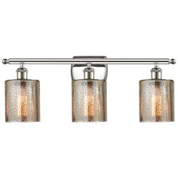 Ballston Cobbleskill 26" 3-Lt Polished Nickel Bath Light w/ Mercury Sh