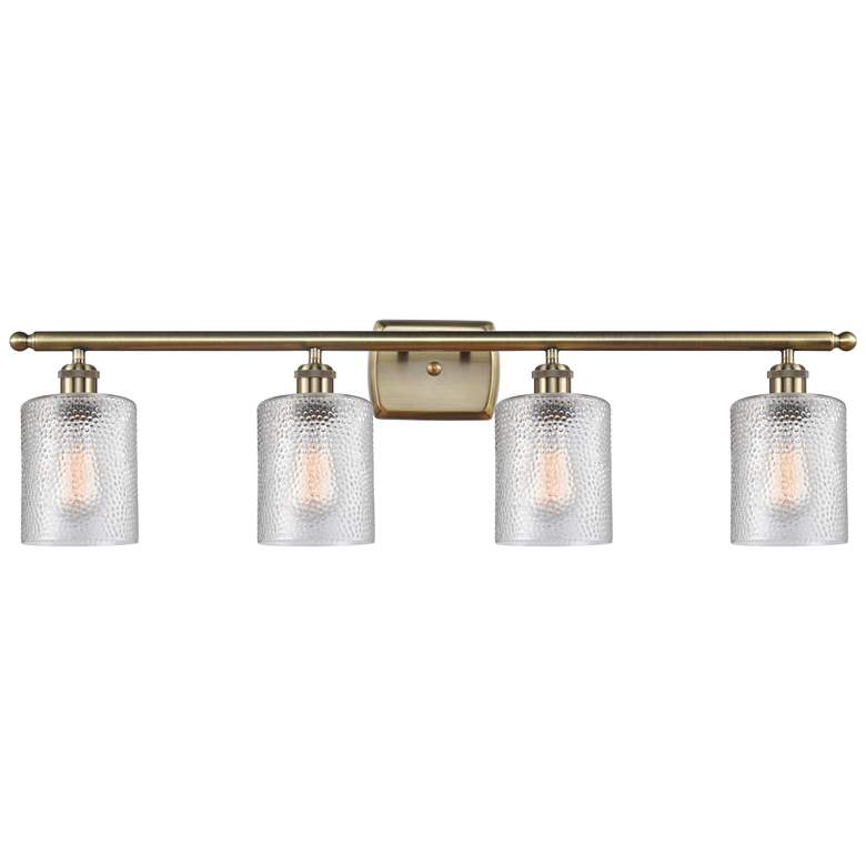 Image 1 Ballston Cobbleskill 36" 4-Light Antique Brass Bath Light w/ Clear Sha
