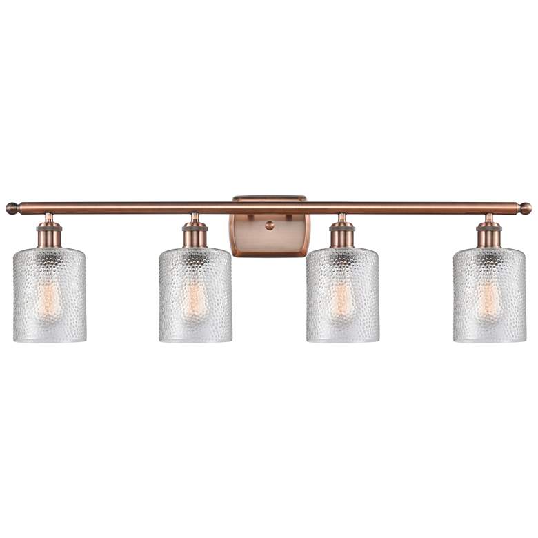 Image 1 Ballston Cobbleskill 36" 4-Light Antique Copper Bath Light w/ Clear Sh