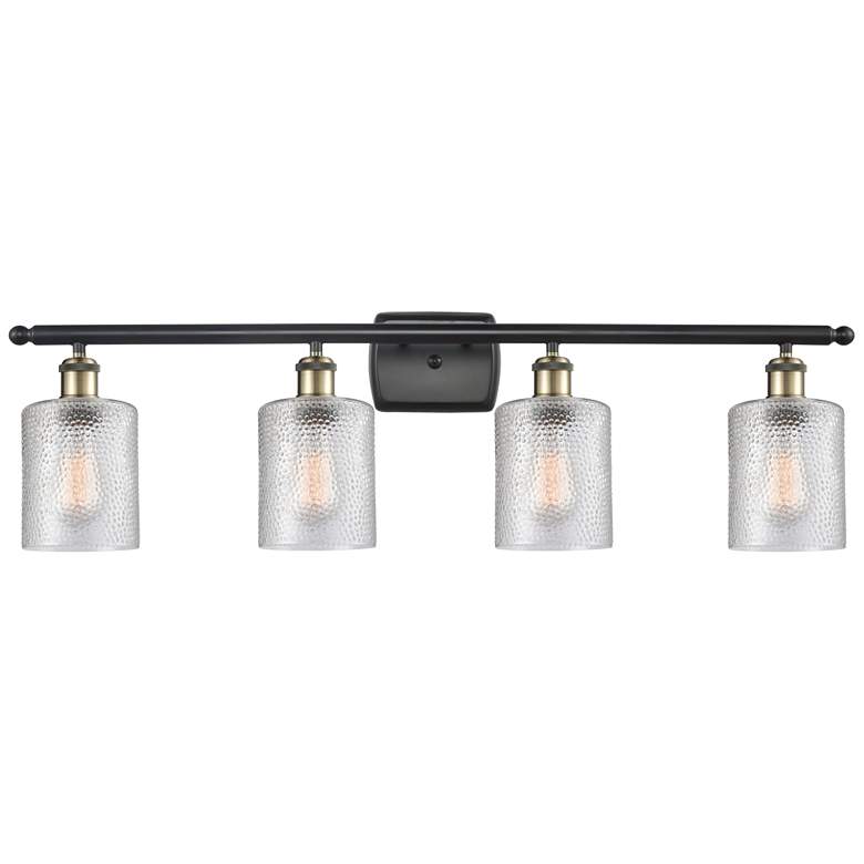 Image 1 Ballston Cobbleskill 36" 4-Light Black Brass Bath Light w/ Clear Shade