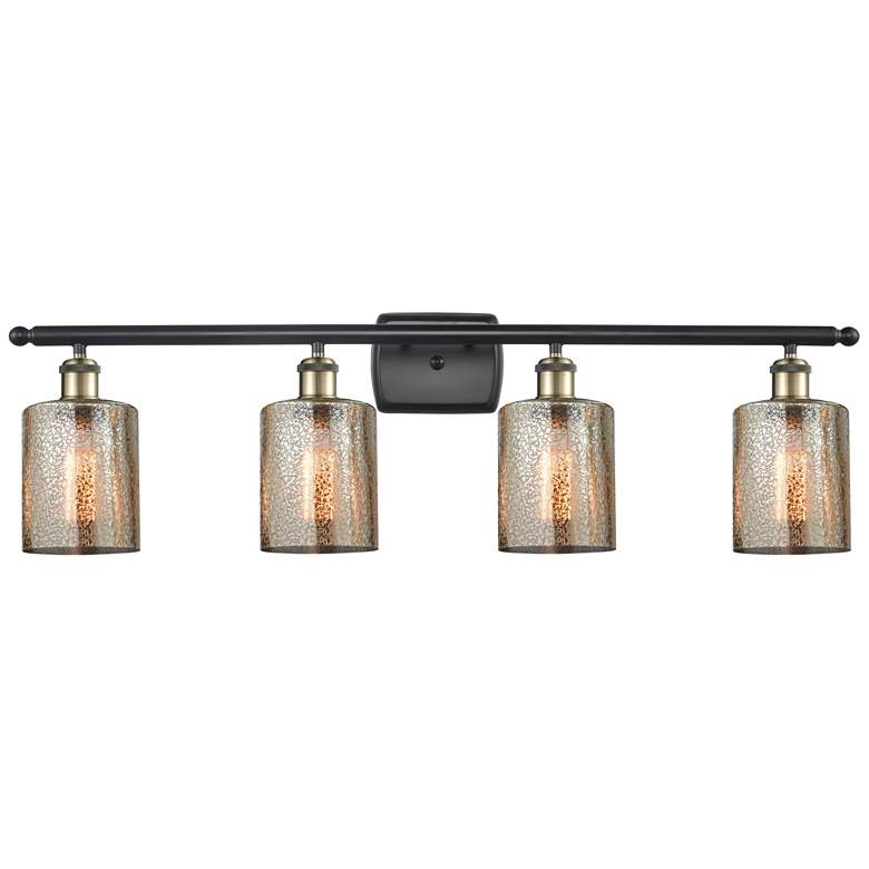 Image 1 Ballston Cobbleskill 36 inch 4-Light Black Brass Bath Light w/ Mercury Sha