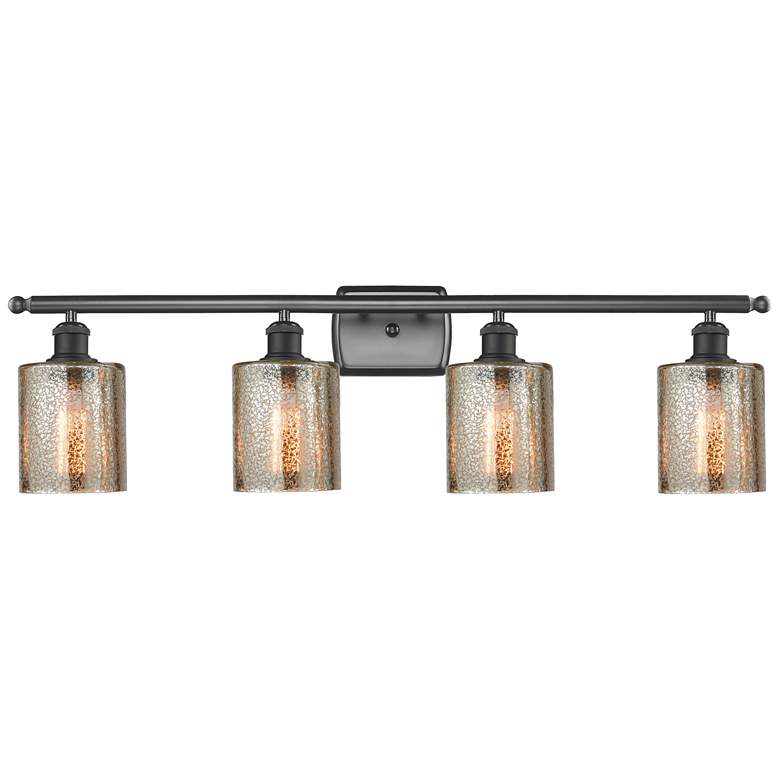 Image 1 Ballston Cobbleskill 36" 4-Light Matte Black Bath Light w/ Mercury Sha