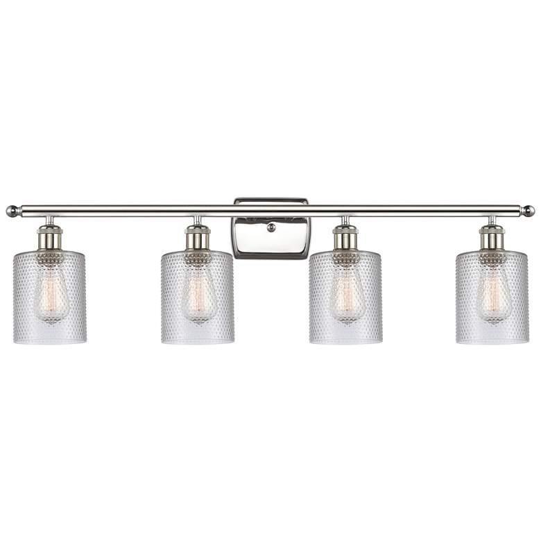 Image 1 Ballston Cobbleskill 36" 4-Light Polished Nickel Bath Light w/ Clear S
