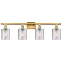 Ballston Cobbleskill 36" 4-Light Satin Gold Bath Light w/ Clear Shade
