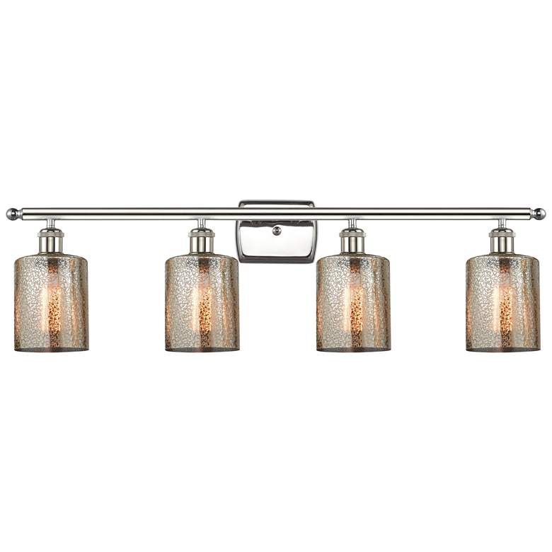 Image 1 Ballston Cobbleskill 36" 4-Lt Polished Nickel Bath Light w/ Mercury Sh