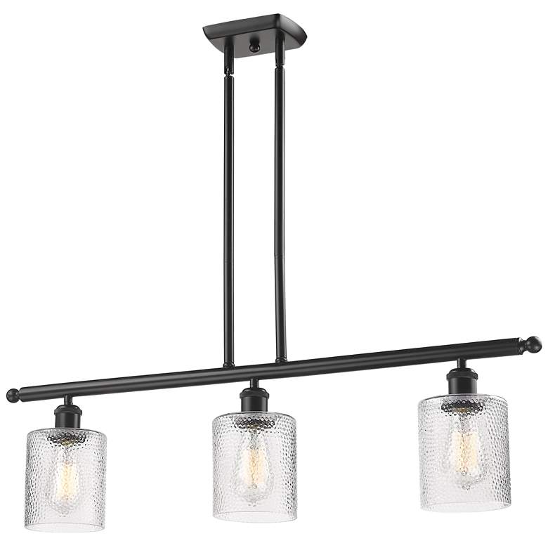Image 1 Ballston Cobbleskill 36" Wide 3 Light Bronze Island Light w/ Clear Sha