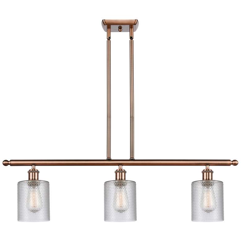 Image 1 Ballston Cobbleskill 36" Wide 3 Light Copper Island Light w/ Clear Sha