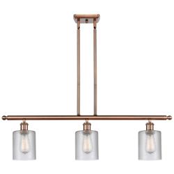 Ballston Cobbleskill 36" Wide 3 Light Copper Island Light w/ Clear Sha