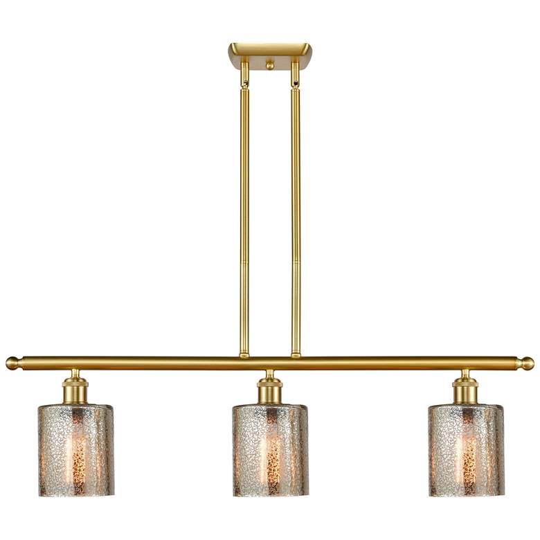 Image 1 Ballston Cobbleskill 36" Wide 3 Light Gold Island Light w/ Mercury Sha